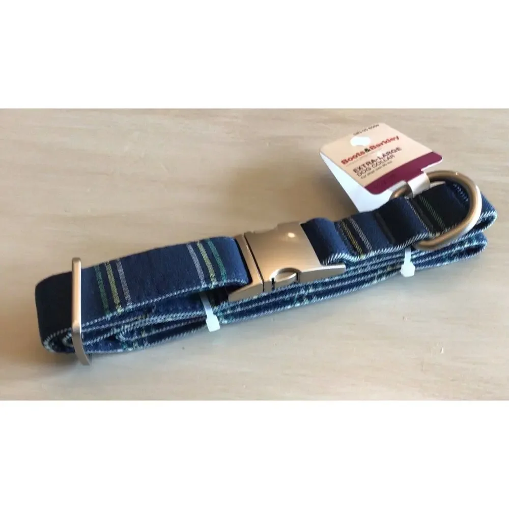 Boots & Barkley Dog Collar Xl Navy Blue Stripe 20-30